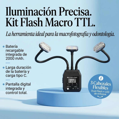 Flash Macro Dual with Two Flashes and Front Light – Compatible with Nikon, Sony, and Canon | Professional Dental Photography